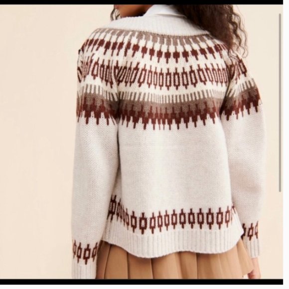 NWT $190 Anthropologie x The Reeds Fair Isle CAT Wool Cardigan Sizes XS & PXS - Picture 3 of 12